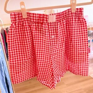 Red Gingham Checkered Shorts
